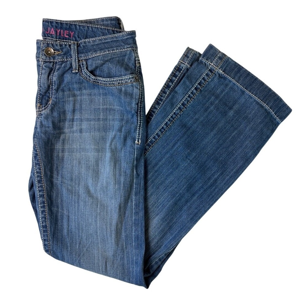 Cruel Denim Jayley Bootcut Jeans Blue 28/5 Long Embroidered Mid Rise Stretch
